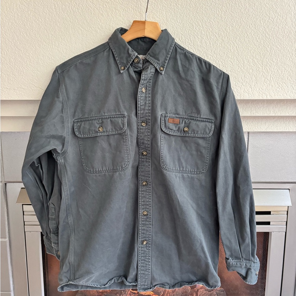 Carhartt Men's Button-Down Work Shirt in Charcoal SMALL